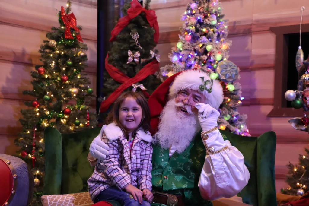 Santa kid laughing plaid